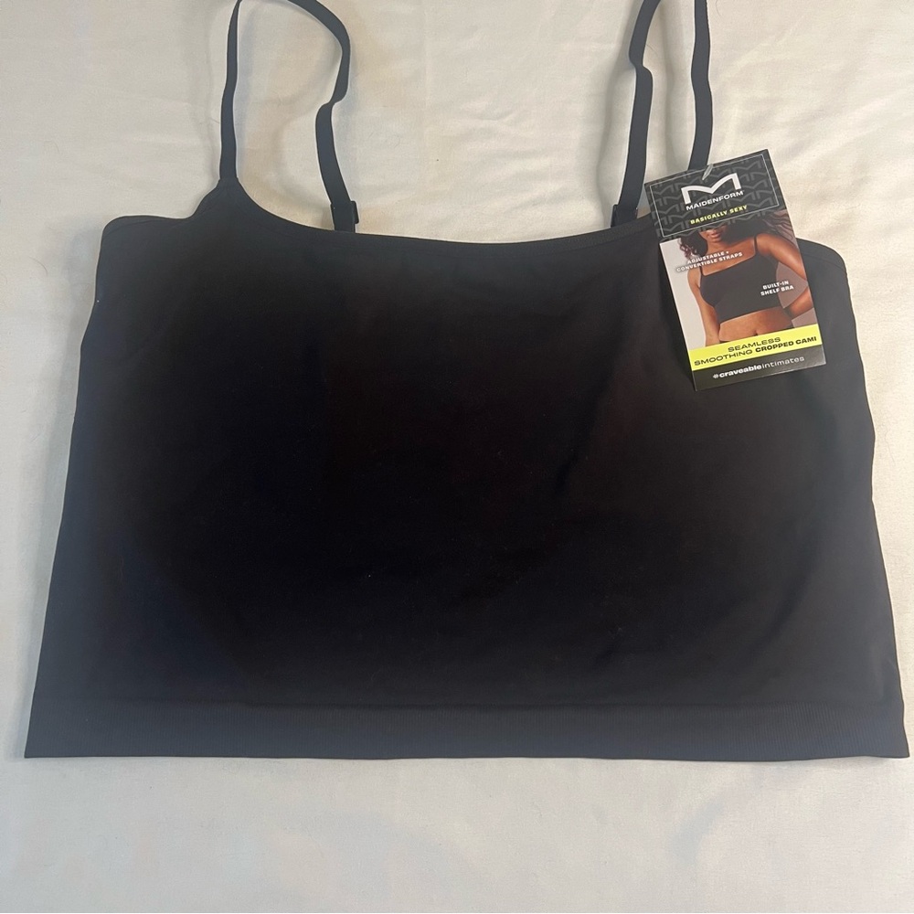 Maidenform Seemless Smoothing Black Women's Cropped Camisole Size 2XL
